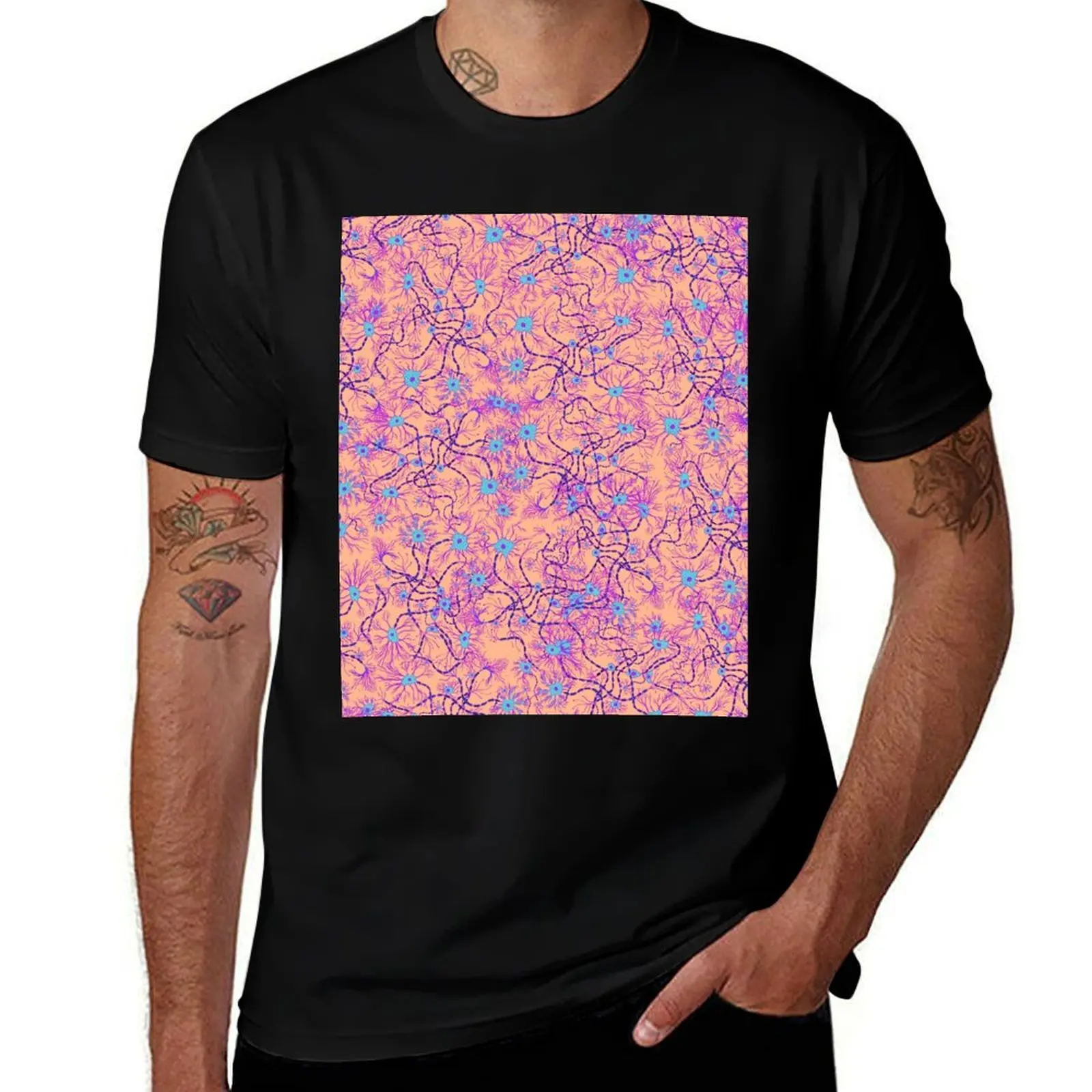 

tshirt man cotton man 100% Neuron Light Pattern Pink t T-Shirt summer and Blue shirt shirts t anime