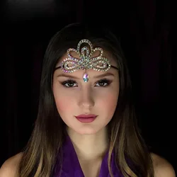 Stonefans Flower Dance Belly Headband Pendent Performance for Women Fashion Water Drop Rhinestone Hair Chain Accessories Gifts