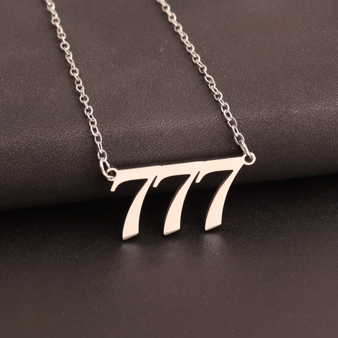 الفولاذ المقاوم للصدأ رقم الحظ 111 222 333 444 555 666 777 888 999 الملاك رقم قلادة الفضة عدد قلادة هدية لها #4