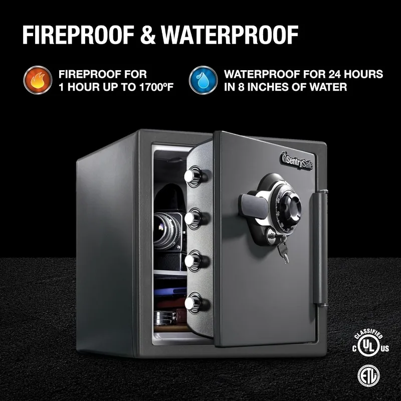 Waterproof and Fireproof Gun Metal Gray Alloy Steel Safe Box for Home, Office