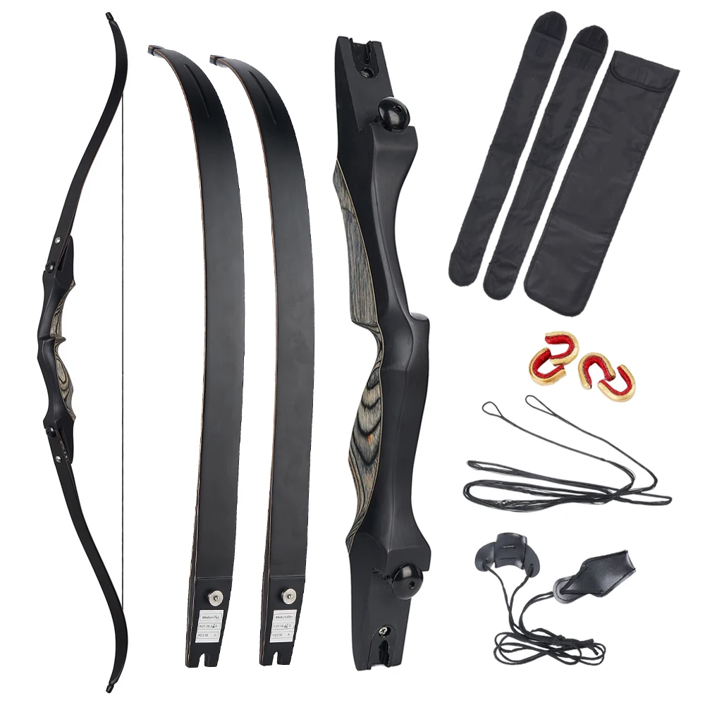 

Toparchery 62inch ILF Recurve Bow Tech Wood Insert Limbs 25-50lbs Take-Down Bow For Outdoor Hunting Practice