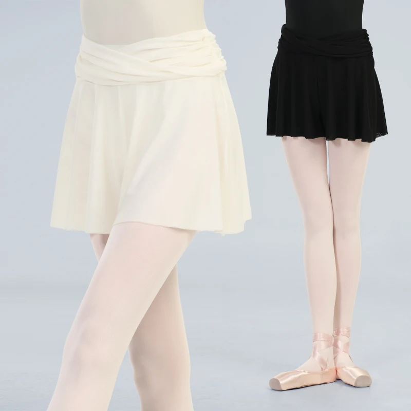 Damen-Tanzshorts mit hoher Taille, Kink-Design, Ballett-Shorts für Mädchen, Doppel-Mesh-Tanzhosen, weiche Tanz-Culottes, Gymnastik-Kurzhosen