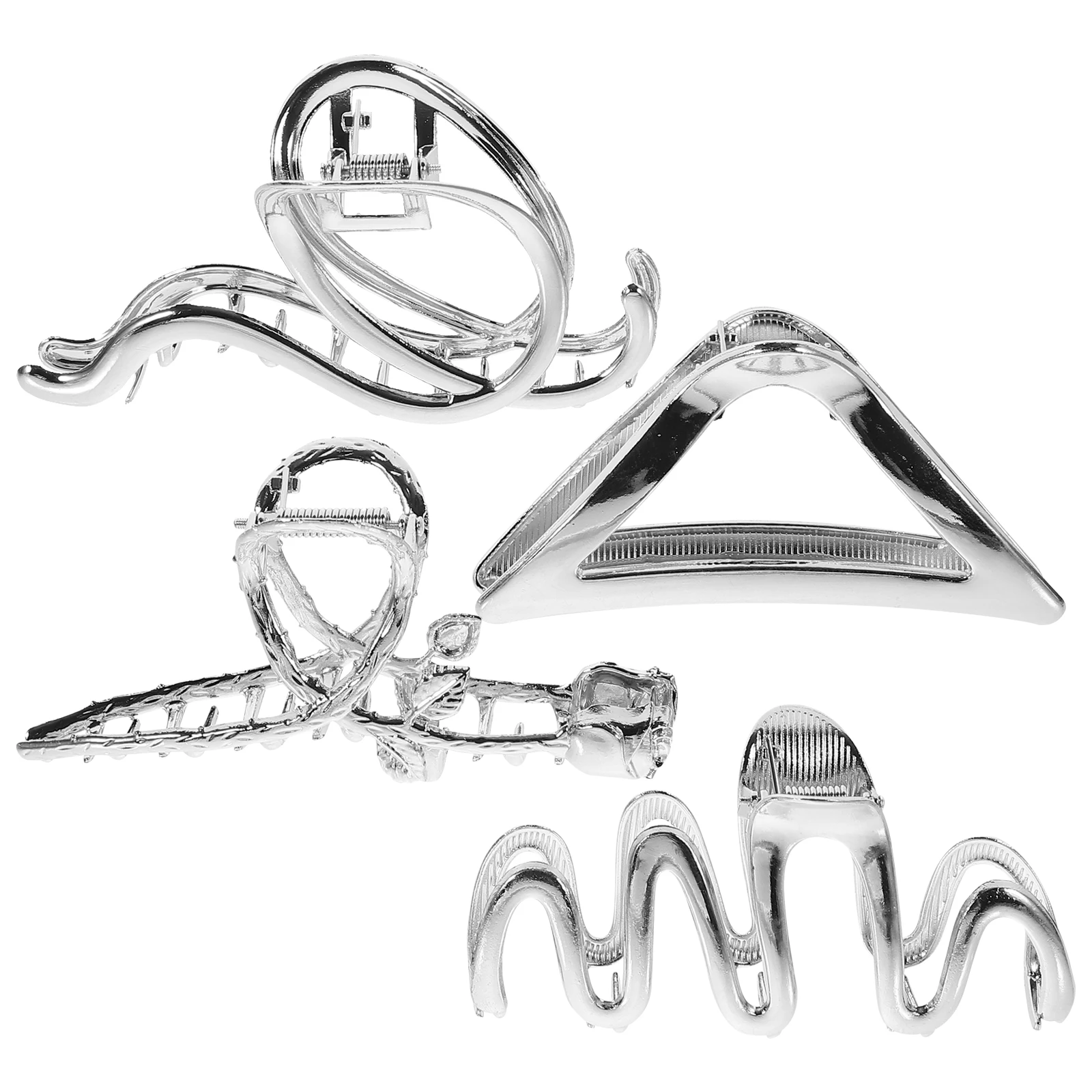 

4Pcs Large Clips Silver Claw Clamps for Women Womens Hair Clips Durable Long Hair Accessories Jaw Clip Headwear