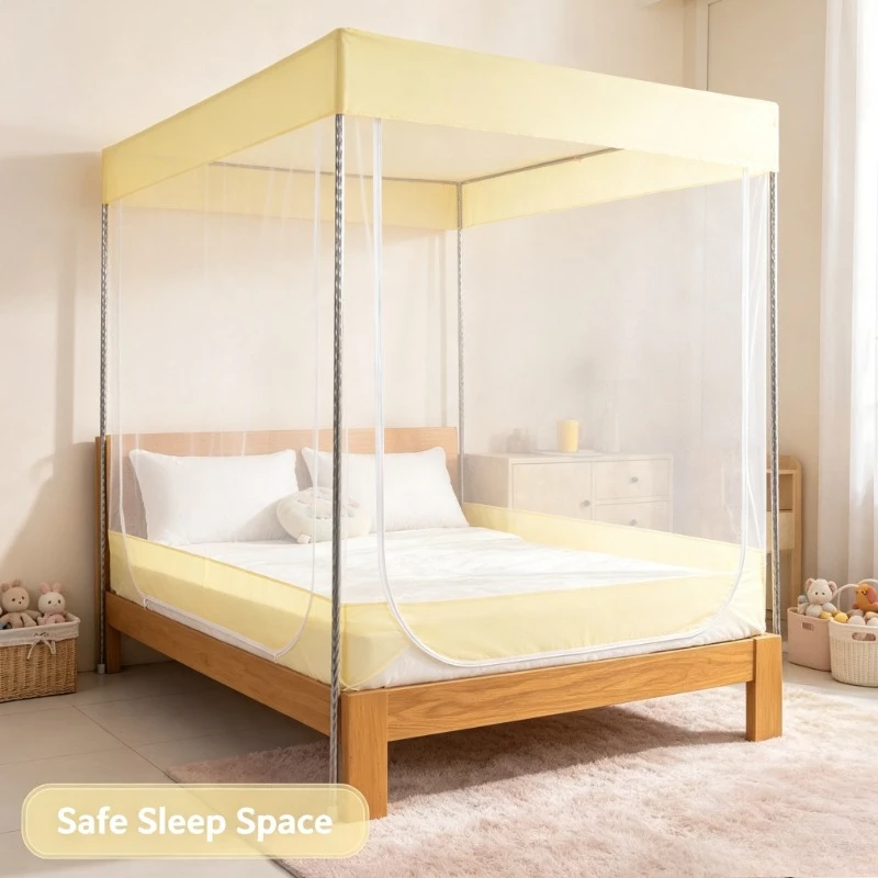 Dustproof Bed Canopy Top Cover with Blackout & Windproof Function for Bedroom Princess Style Home Decor