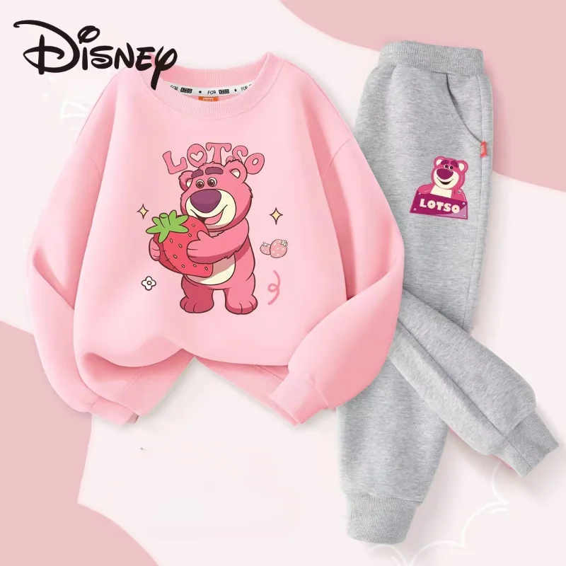 Autumn Baby Girl Boy Clothes Set Children Disney Lotso  Printing  Sweatshirt Top and Pants Buttom 2 Piece Suit Cotton Tracksuit