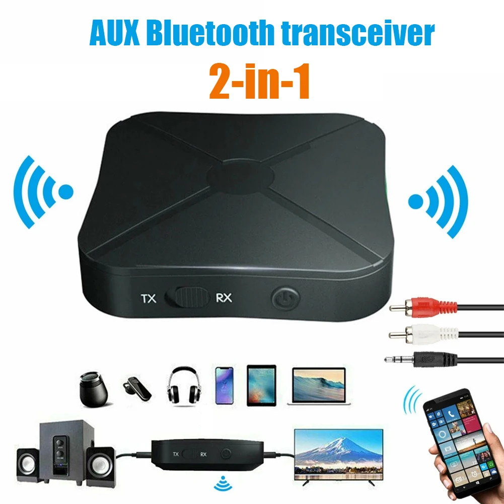 2 in 1ステレオBluetooth-5.0受信機送信機,ワイヤレスアダプター,オーディオ3.5mm,テレビ,mp3,PC用のAUX