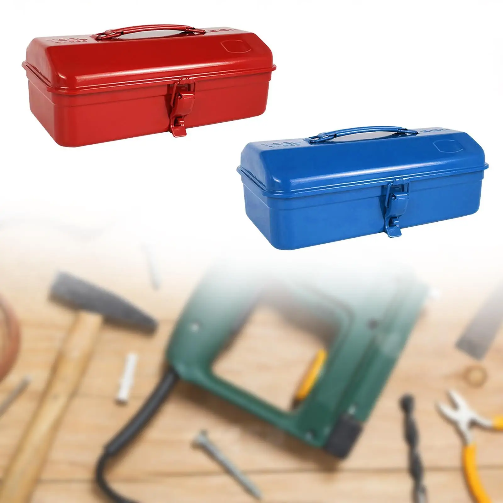 Portable Metal Tool Organization Box Outdoor Storage Box 30.5x16x11.6cm Versatile with Latch