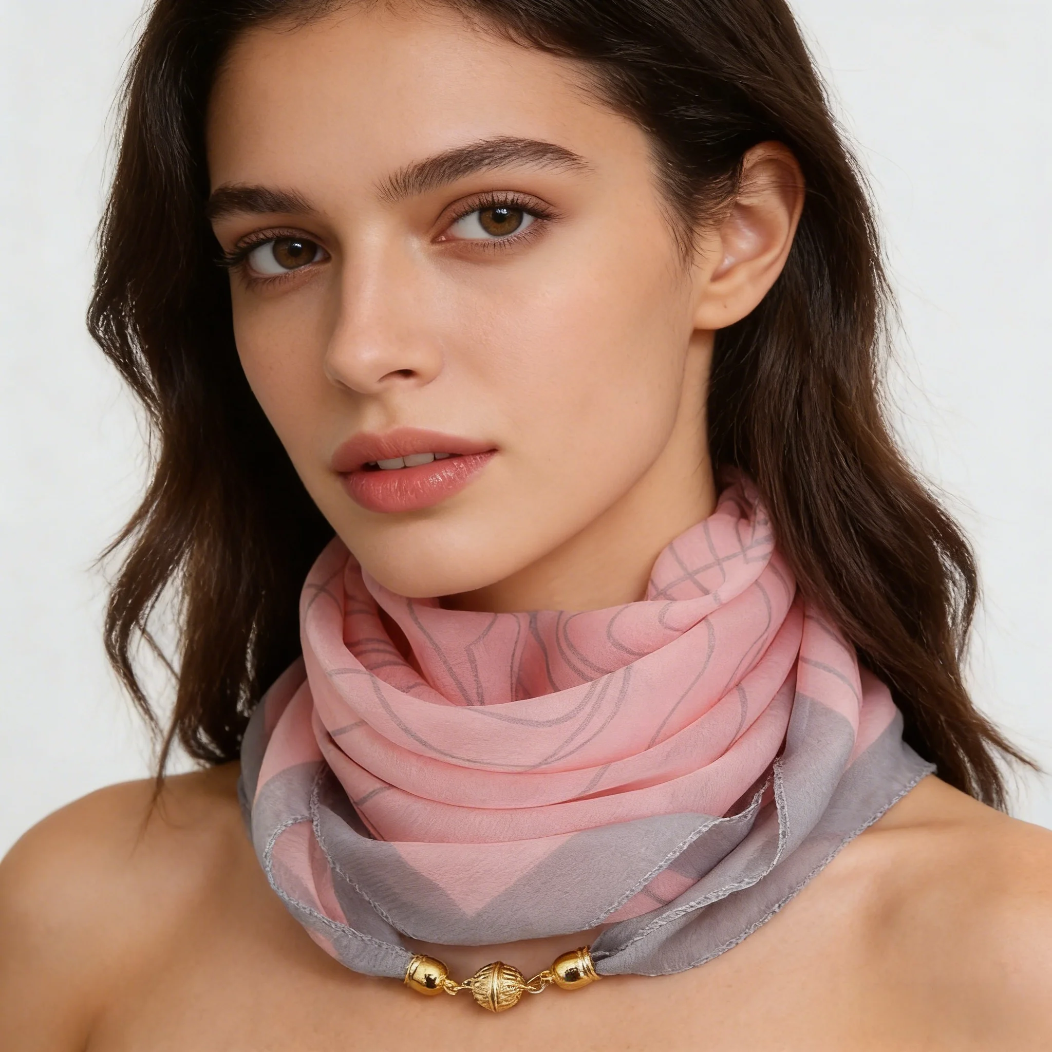 Magnetic Neck Scarf, Knot Free, Can Be Worn in One Second, Enhancing The Neck Line, Suitable for Commuting,Dating,and Daily Wear