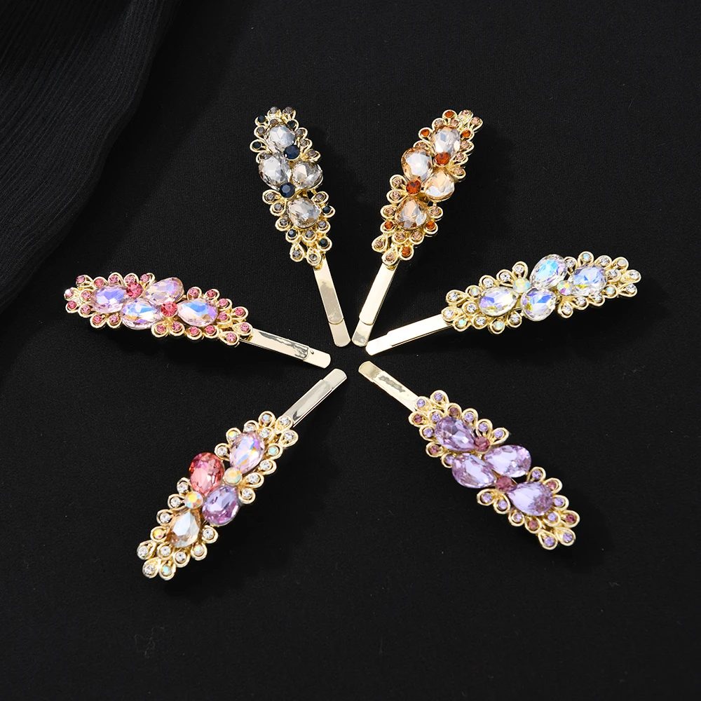 

Retro hairpins, girls' hair accessories, shiny crystal flower balls & flower straight hairpins, colorful accessories