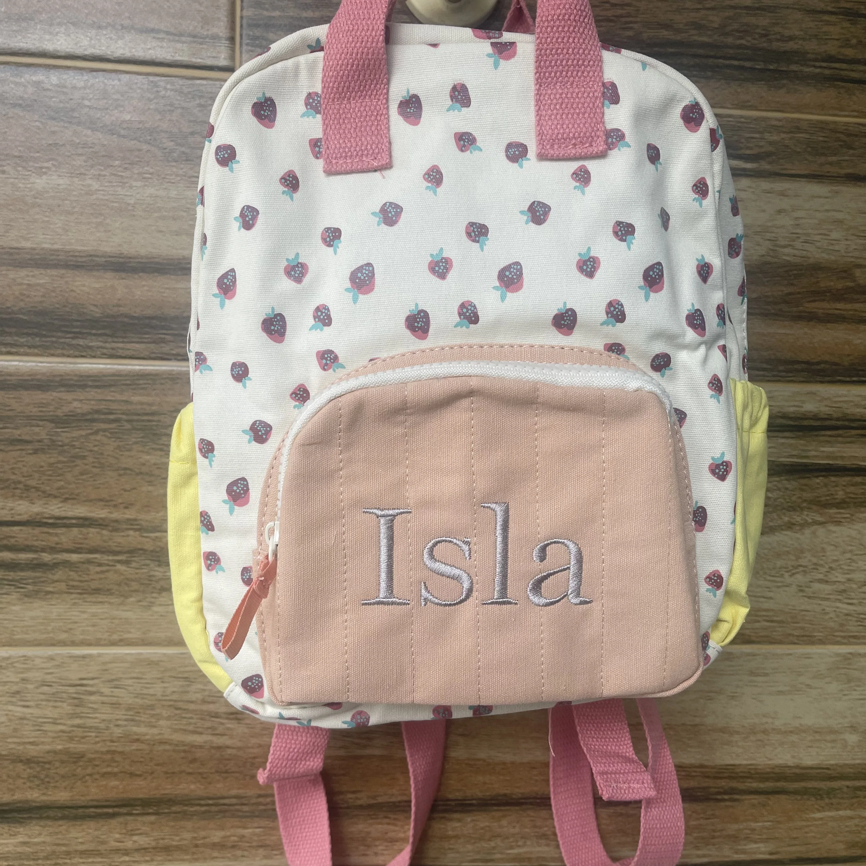 Personalized Embroidered Strawberry Kid Backpack Customized Children\'s Name Schoolbag Gift Baby Stroller Bag Back To School Gift