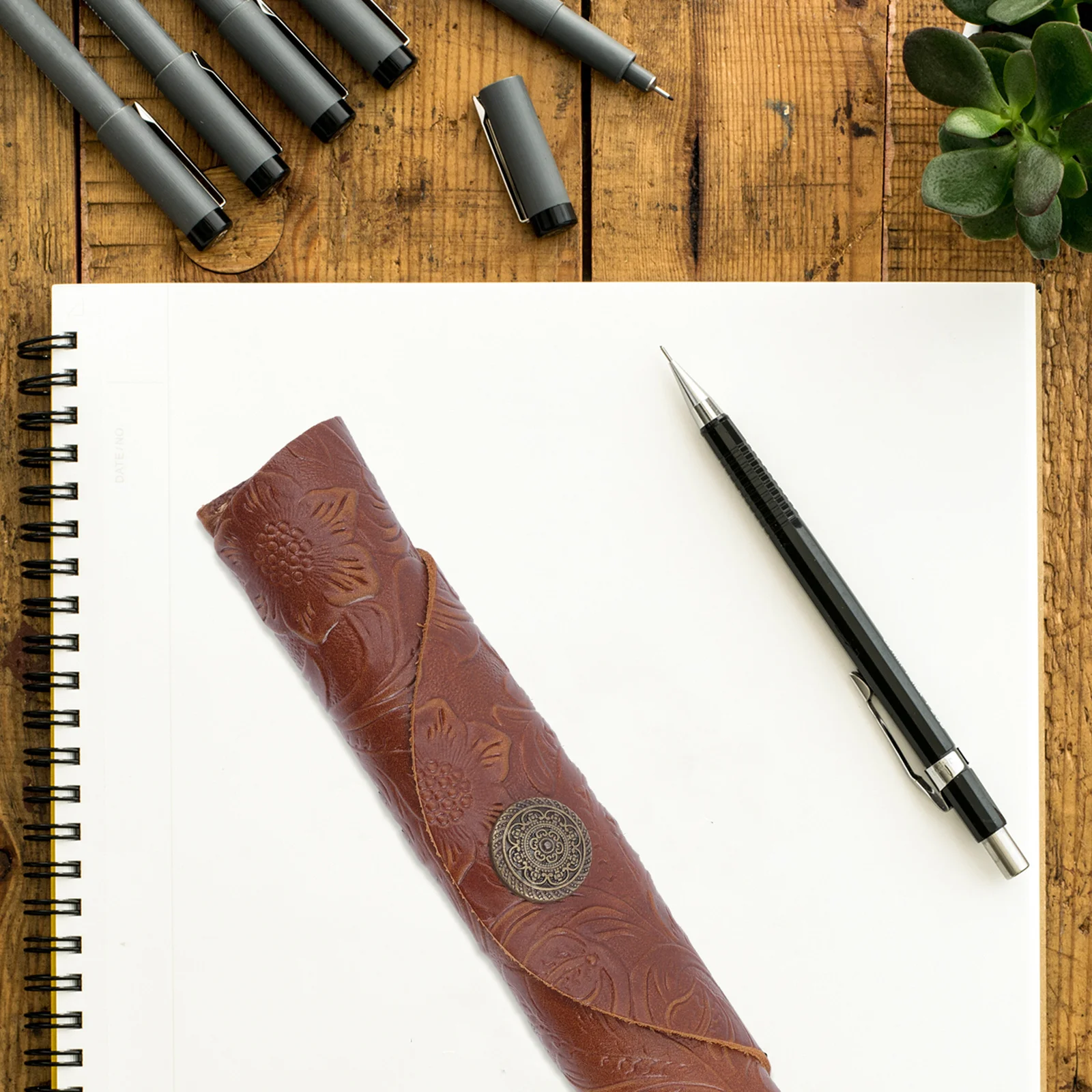 

Vintage Pen Sleeve Snap Button Notebook Pen Cover Protective Case Gift for Men Women Pocket Protectors for Men