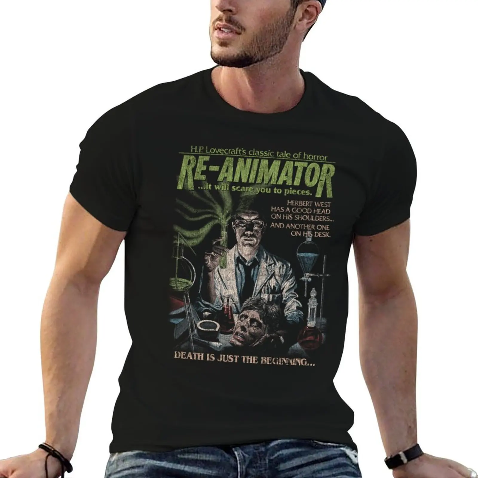 Réánimátor, ré-ánimátor, hérbért wést (2) Camiseta masculina com estampa gráfica, camisetas engraçadas, camiseta masculina