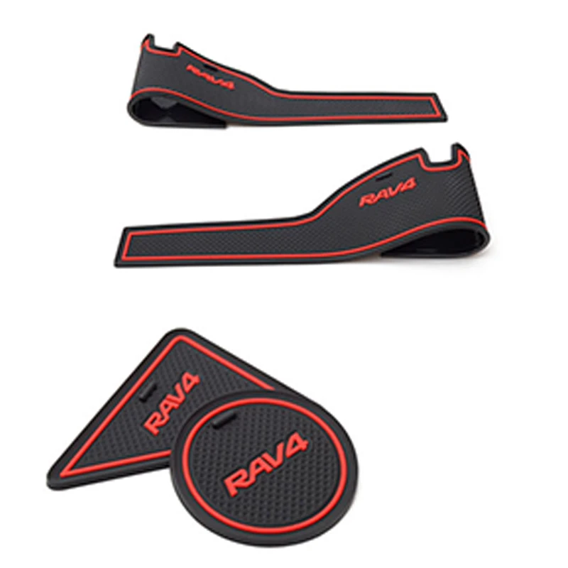 11 pcs Car rubber anti-slip mat coaster Door Slot Mat Set For Toyota RAV4 2013 2014 2015 accessories