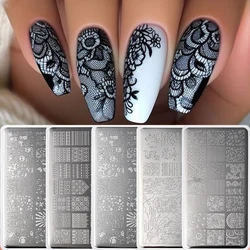 12*6cm Animal Patterns Leaves Whirlpool Image Stainless Steel Flower Lace Image Stamp Templates Abstract Stencil Scraper Tools #