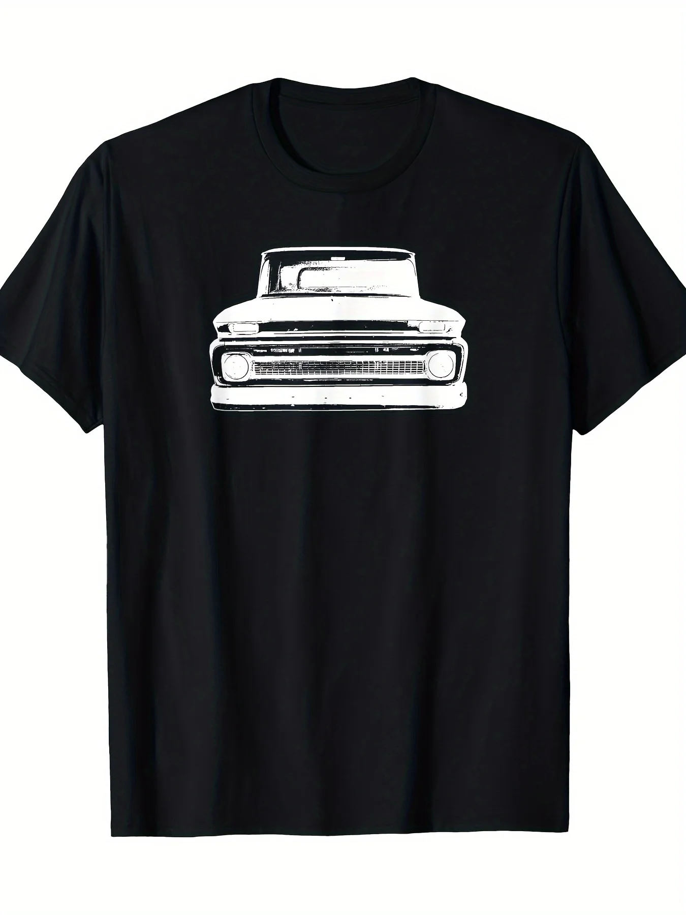 شاحنة بيك اب كلاسيكية مع طباعة جرافيك بسيطة، قمصان صيفية وخريفية وشتوية للرجال والنساء بأكمام قصيرة، كاجوال و #1