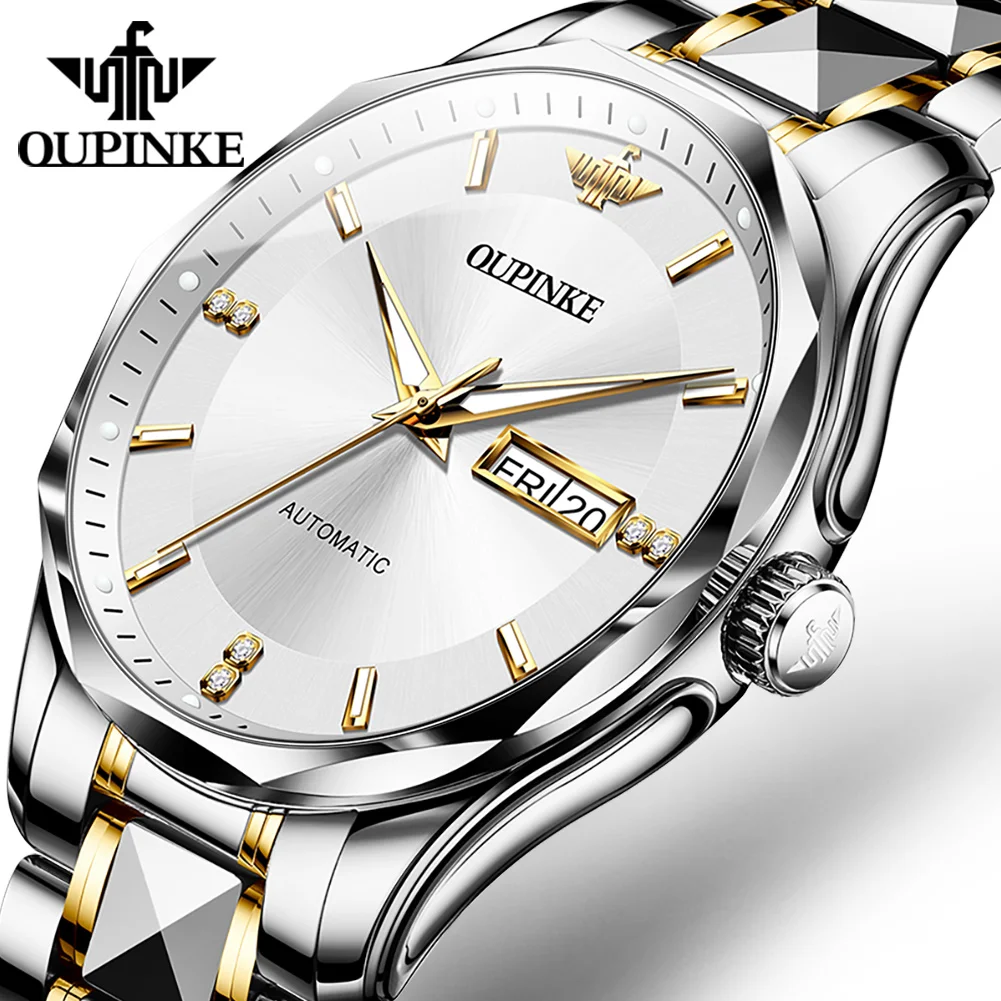 

OUPINKE 3295 Imported Automatic Movement Mechanical Watch Business Dress Wristwatch Auto Date Waterproof