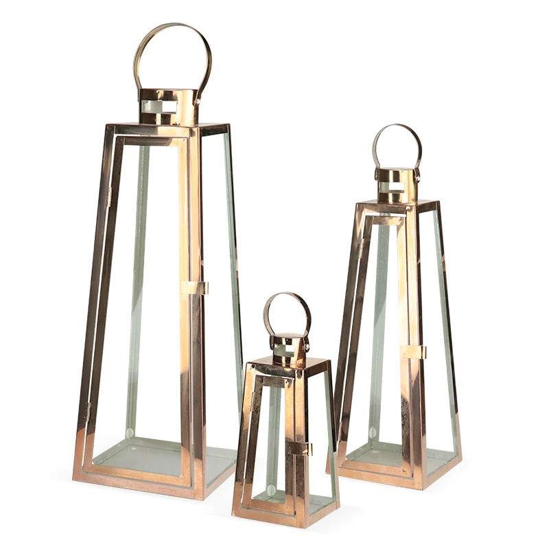 

Nordik Nocturne Tempat Lilin Logam Kaca Emas Mewah Modern Tahan Angin Lentera Lilin Lampiony Szklane Tongkat Lilin Emas