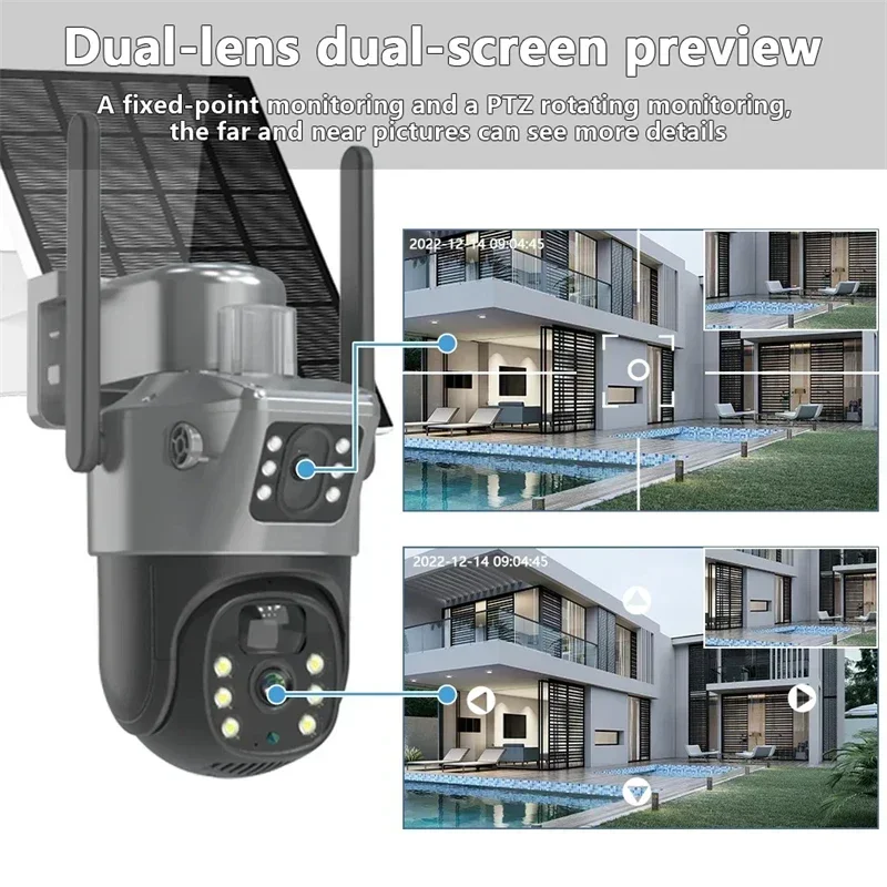 4K 8MP 4G podwójny obiektyw kamera słoneczna z dwoma ekranami PIR ludzki zewnętrzne WIFI śledzący kamery monitoringu bezpieczeństwa CCTV kamera IP