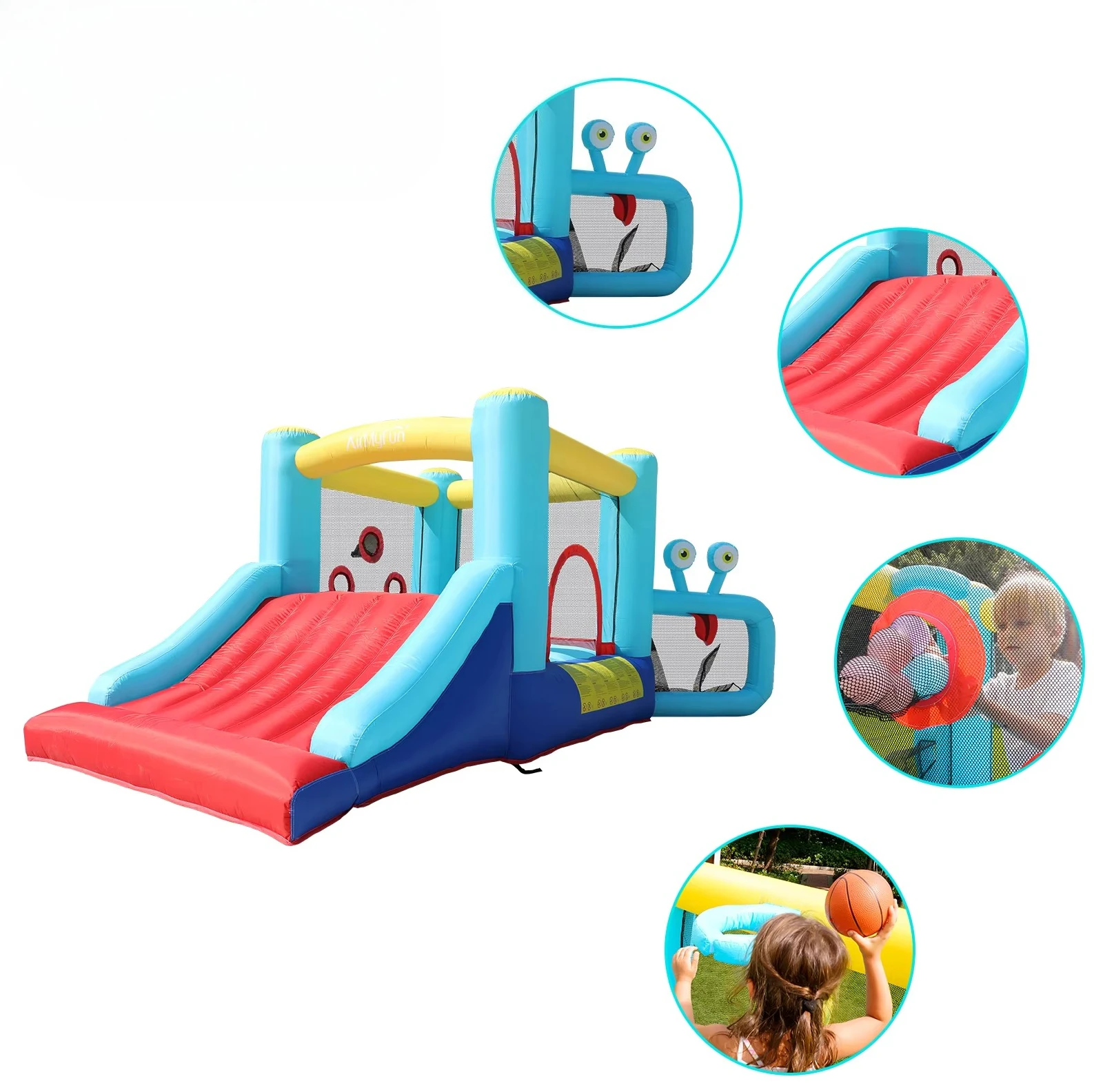 Multi-function Inflatable Bounce House Castles Slide Combo 3 Person Capacity Easy Setup for Kids