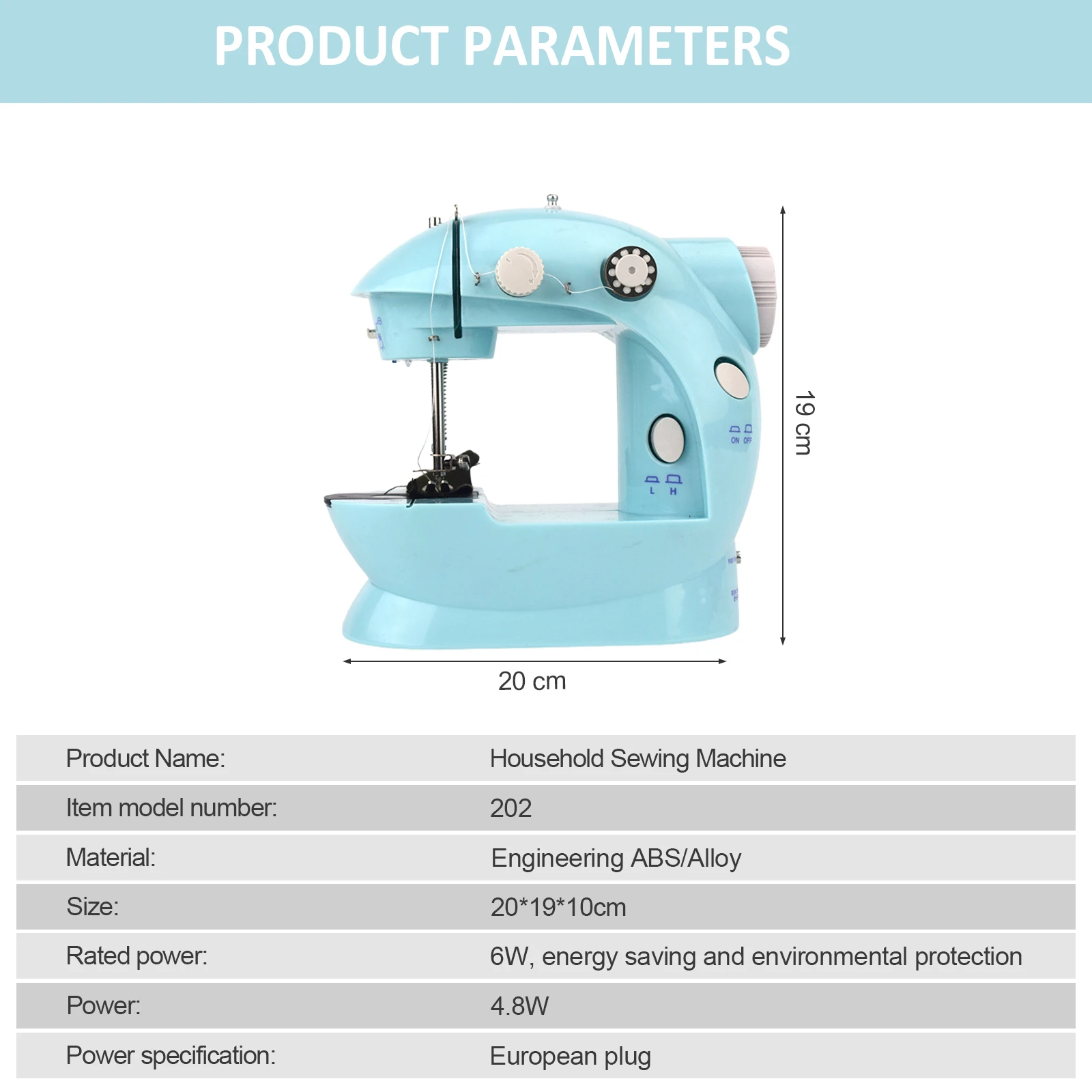 202A Home ماكينة خياطة كهربائية صغيرة خيط مزدوج 2 سرعة ماكينة خياطة سطح المكتب تصميم خيط مزدوج الولايات المتحدة 110 فولت #3