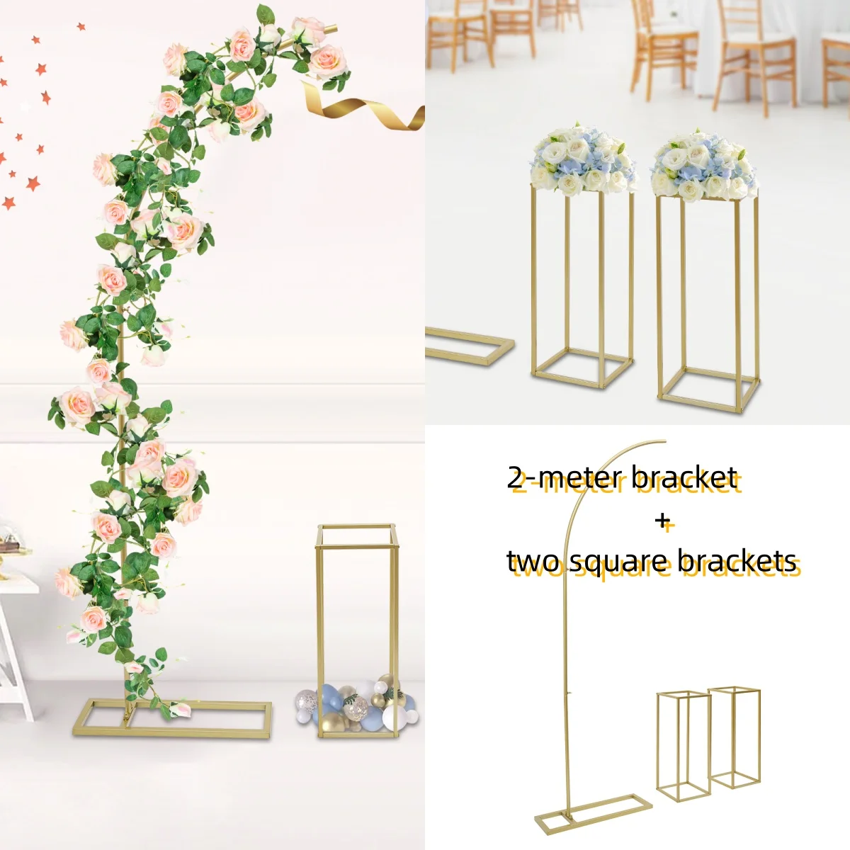 60cm Wedding Arch Centerpieces Metal Flower Stand Vase Column Decoration Display Rack