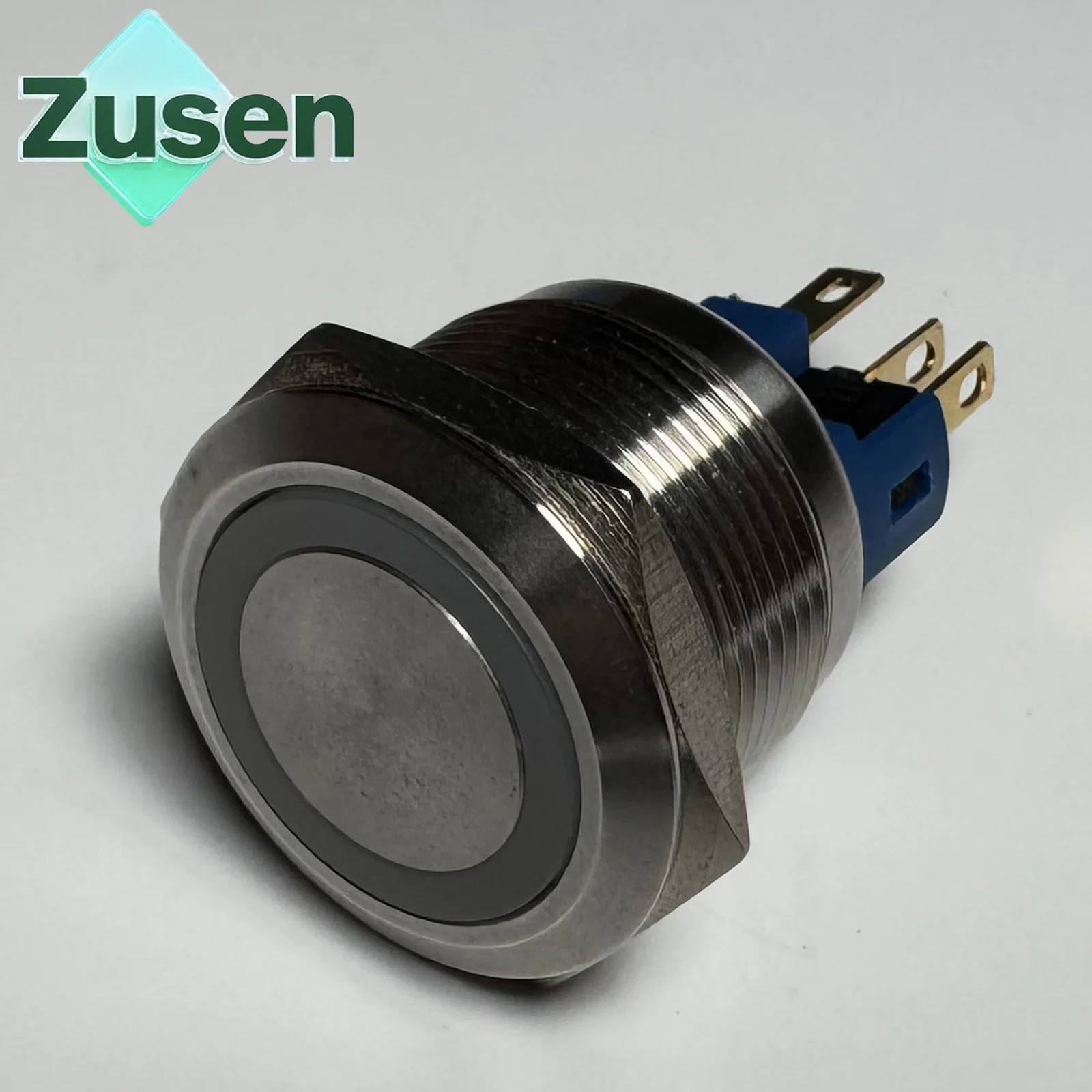 Zusen 22mm Ring Led Illuminated Stainless Steel Push Button Switch 1NO1NC IP65 6V 12V 24V 220V