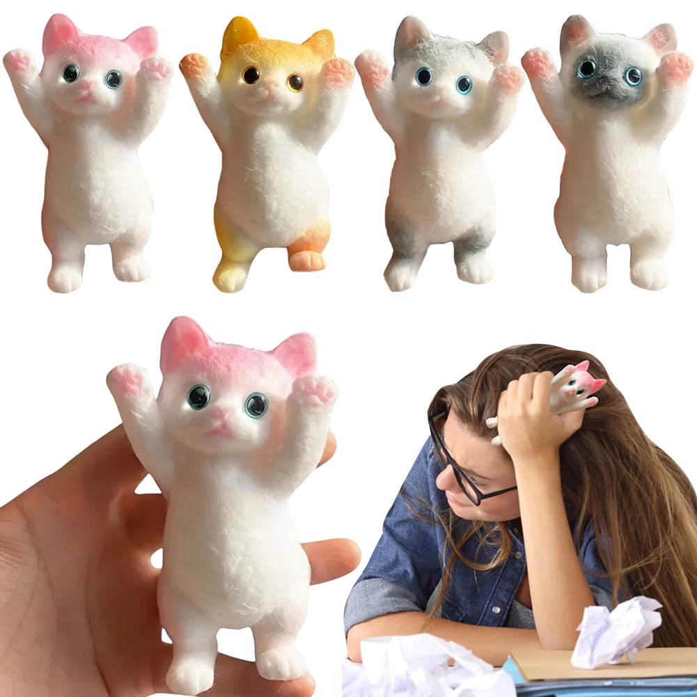 

Игрушка для кошек, мультяшная игрушка для снятия стресса, забавная игрушка для кошек, мягкая декомпрессионная игрушка для котят для подростков, студентов