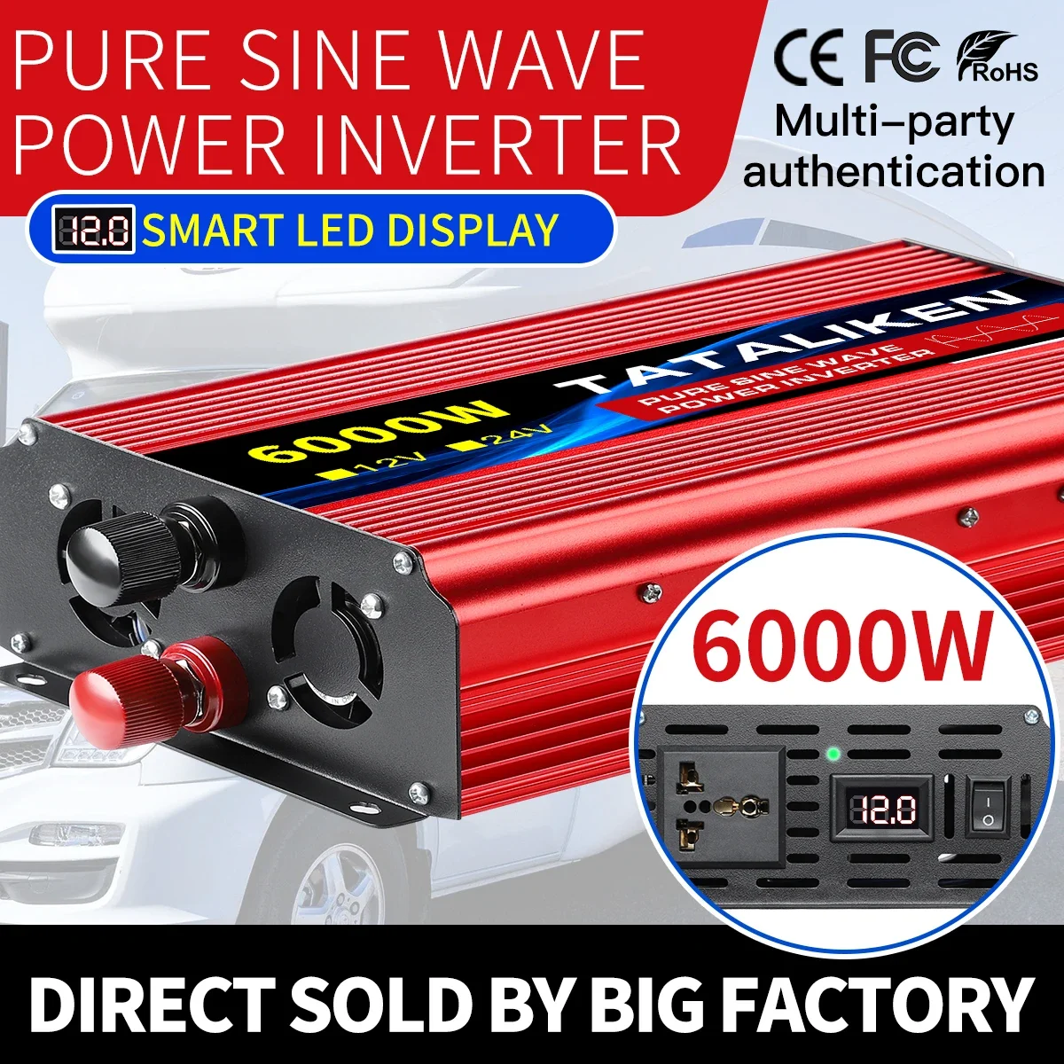 Pure sine wave power inverter DC 12V 24V To AC 220V 50Hz Voltage Converter 8000W 6000W 3500W 2500W 1600W