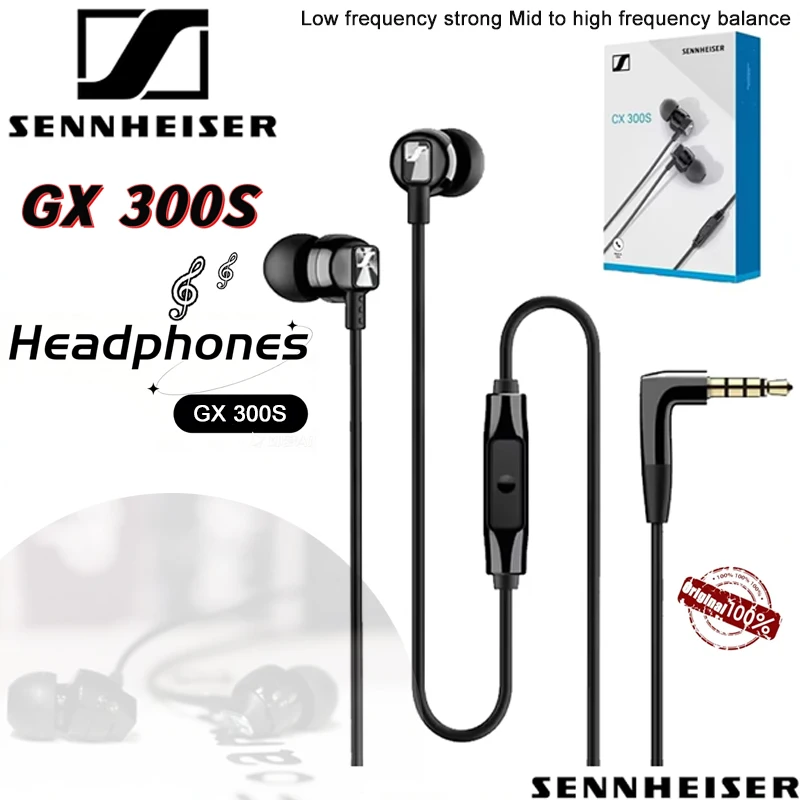 

Оригинальные проводные наушники Sennheiser CX300S 2026 года с чистым басом, стереогарнитура, спортивные вкладыши с шумоподавлением