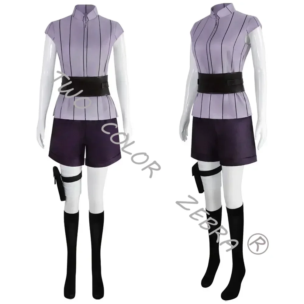 Hyuga Hinata disfraz de Cosplay para mujer, traje de fiesta de Carnaval de Halloween, traje de Cosplay Ninja, peluca larga púrpura Linda