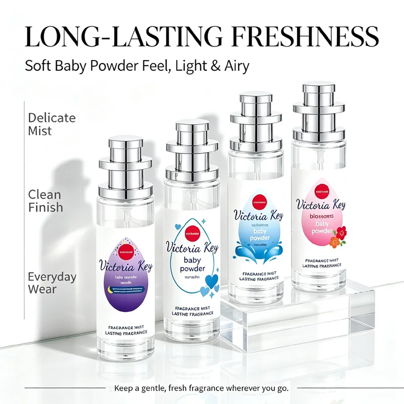 ``` Victoria Key Fabric & Air Fragrance Spray,4 Scents Baby Powder Series Scent Mist,Long Lasting Odor Eliminator for Closet,Bed