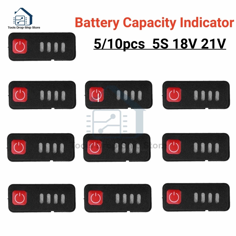 5S 18V 21V Battery Capacity Indicator Module with Power Display and Battery Shell Battery Level Indicator Tester LED Display