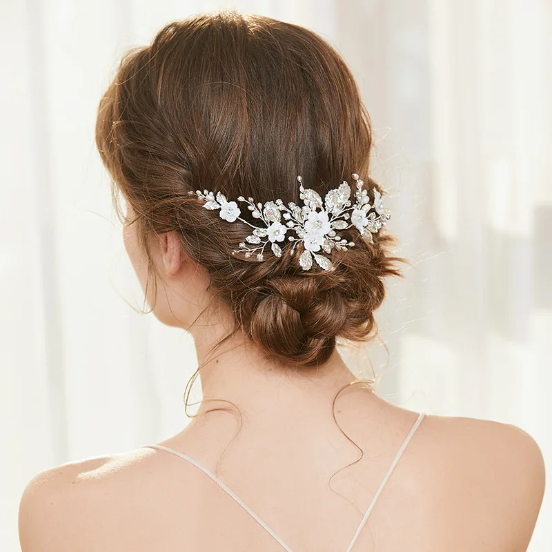 Freshwater Pearls Wedding Hair Jewelry Bridal Pin Clip Shell Flower Women Headpiece Girls Bobby Pins