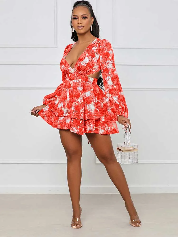 女性用ハイウエストドレス,長袖,サイド付き,シンプル,カット,ショート,秋,卸売り,直送