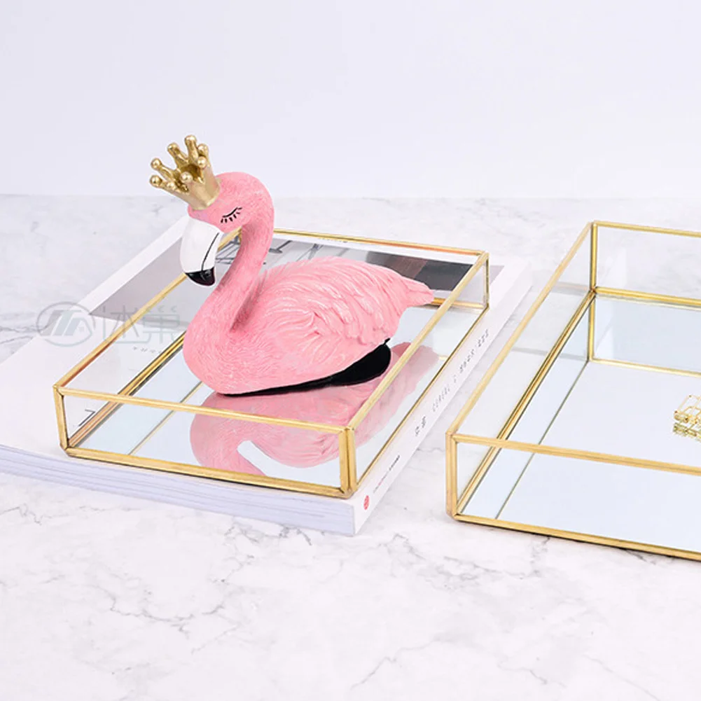 صندوق تخزين مستحضرات التجميل منظم المجوهرات حالات المكياج صندوق تخزين زجاجي معدني عتيق علبة ذهبية صناديق عرض مستحضرات التجميل والمجوهرات #4