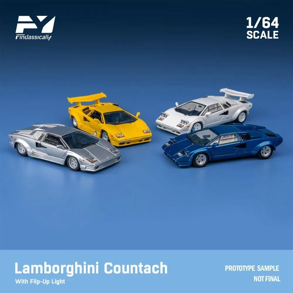 1:64 FY Lamborghini LP5000 Countach S QV 25th Anniversary Edition Alloy Diecast Car Model Collection Ornaments Pop-up Headlamps