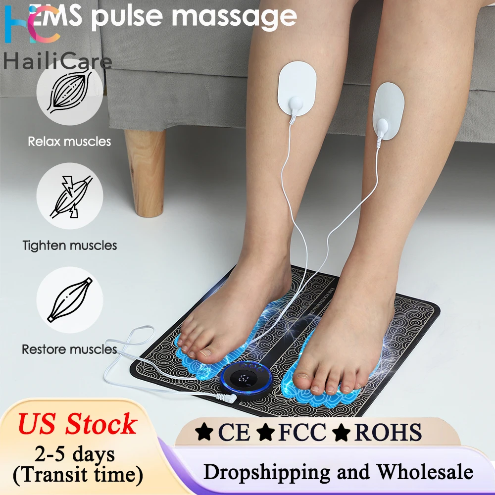 

US Stock Electric EMS Foot Massager Pad Muscle Stimulator Foldable Cushion 8 Modes 19 Levels Improve Blood Circulation Pad