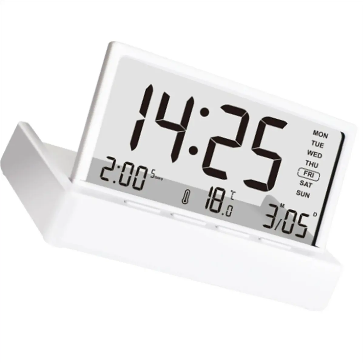 Foldable Alarm Clock Organic Glass Material with 3 Alarms Setting Temperature/Calendar/Week Display Desktop Decoration