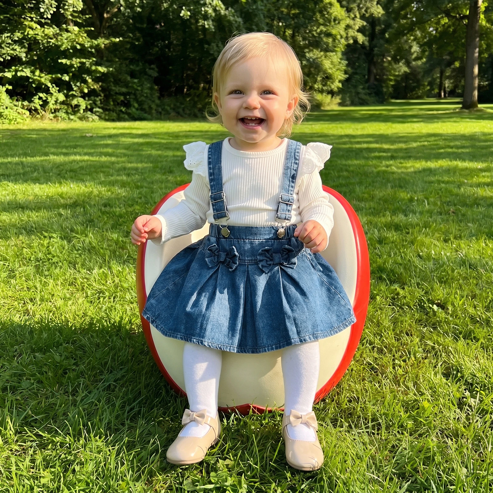 Baby Girl Summer Outfit Solid Ribbed Embroidery Lace Flying Sleeve Romper with Denim Suspender Skirt 2Pcs Set
