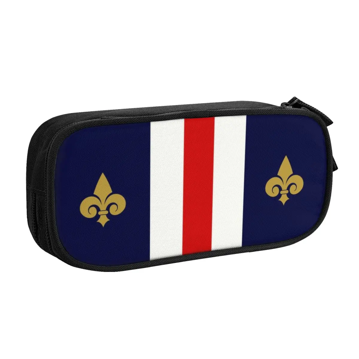 Estuches de lápices Kawaii personalizados con bandera de Francia para niños, flor de lirio, bolsa de almacenamiento grande, caja de bolígrafos, accesorios escolares