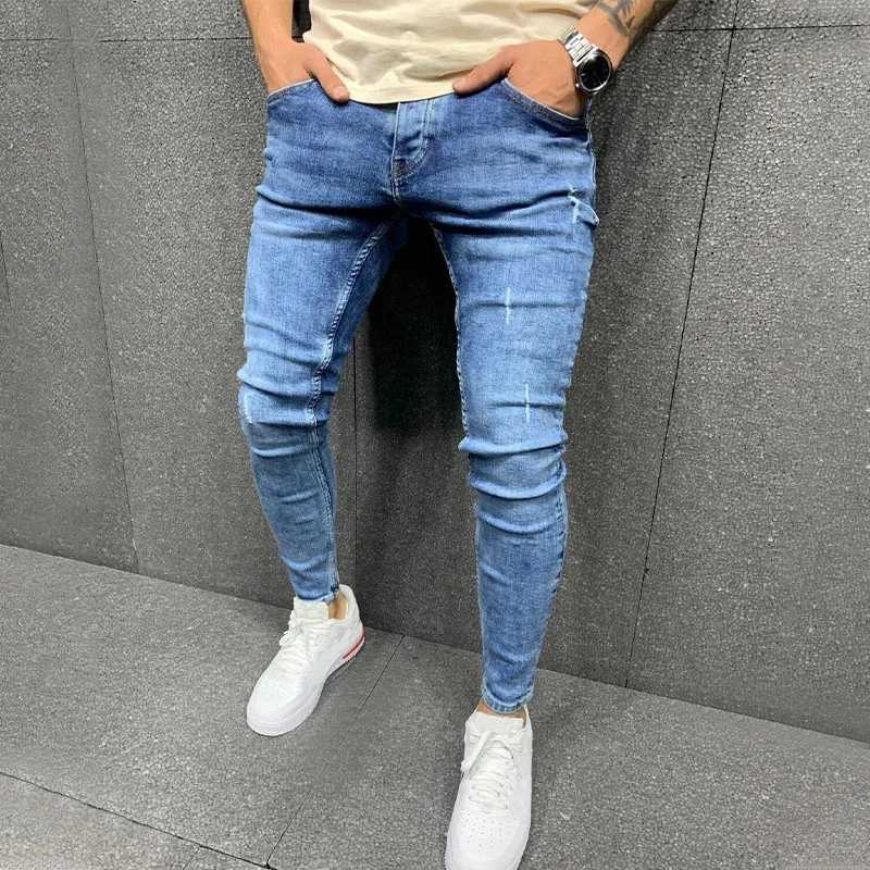 

2023 New Men's Jeans Fashion Casual Skinny Male Denim Pants Pure Color Street Style Cowboy Clothing Men Pencil Pants Jeans