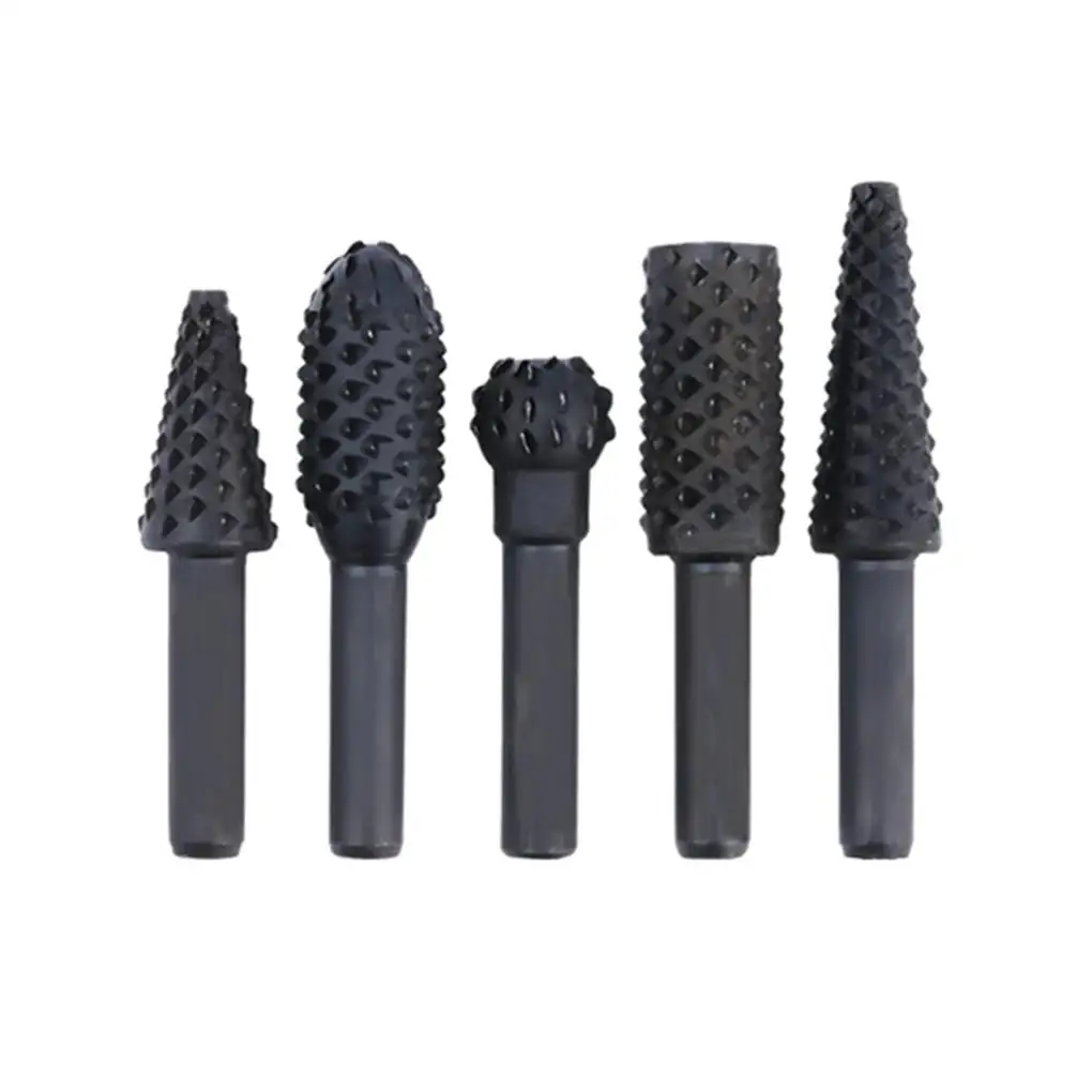 5pcs Woodworking Wood Carving Rasp Drill Bit Revolving File Steel Rotary File Kit Rotating Embossed Grinding Head Power Tools