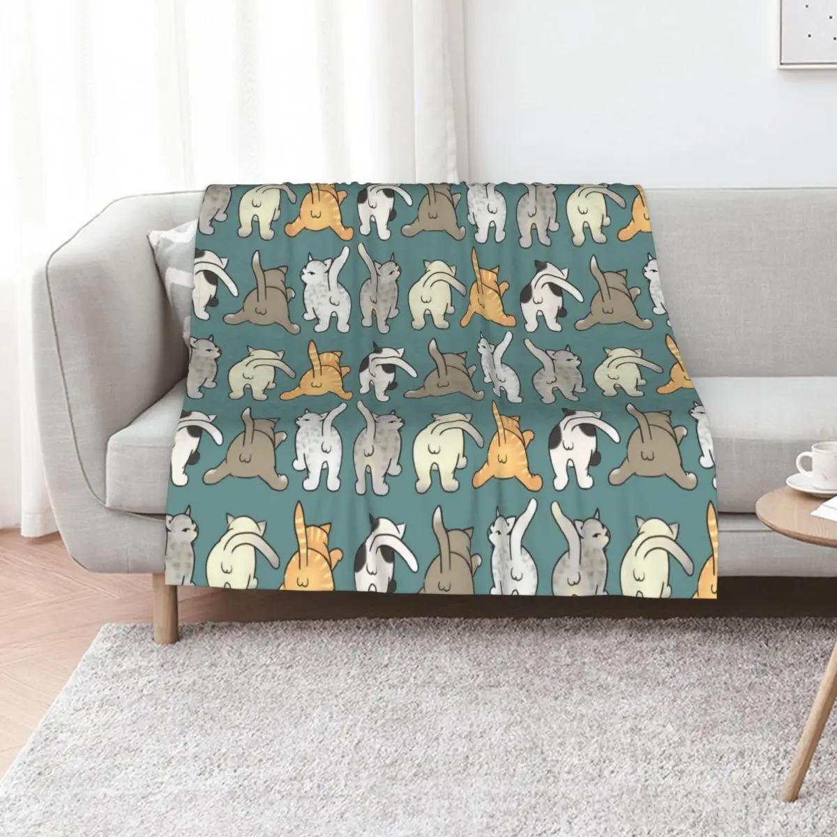 Funny Cat Butts with Balls Colored Pattern II Throw Blanket Blankets For Sofas Thermal Summer anime Camping Moving Blankets