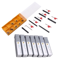 LARSU-Turning Tool Holders, 7Pcs 12Mm Shank Lathe Boring Bar Turning Tool Holder Set With Carbide Inserts