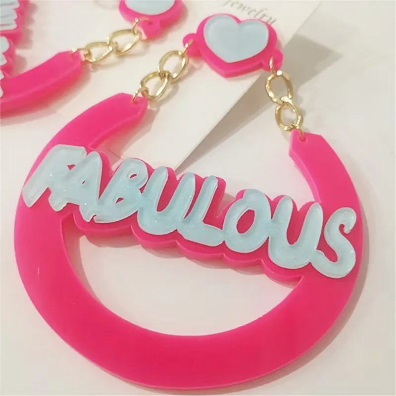 مبالغ فيها بشكل فردي الإنجليزية إلكتروني الأقراط فاسق الهيب هوب العصرية العلامة التجارية سلسلة الاكريليك إلكتروني الأقراط الأقراط الأقراط #3