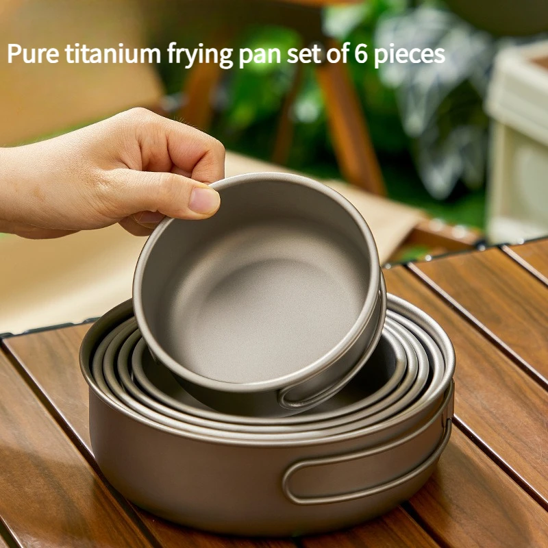 

6-Piece Outdoor Set Pan Frying Pan Picnic Camping Combination Tableware Foldable Lightweight Portable