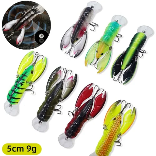 Imagen 1 del producto Señuelos de pesca de cangrejo, cebo duro biónico ABS articulado con anzuelo afilado, cebo de pesca Artificial para lubina con cabeza de serpiente
