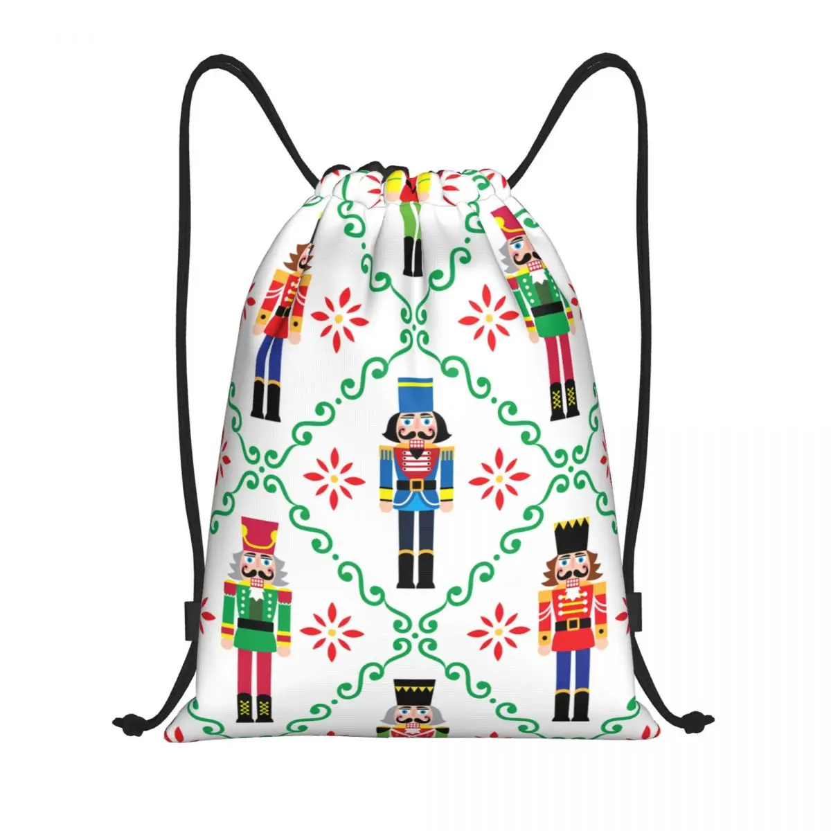 Custom Cartoon Toy Soldier Christmas Nutcracker Drawstring Backpack Bags Lightweight Gym Sports Sackpack Sacks for Training