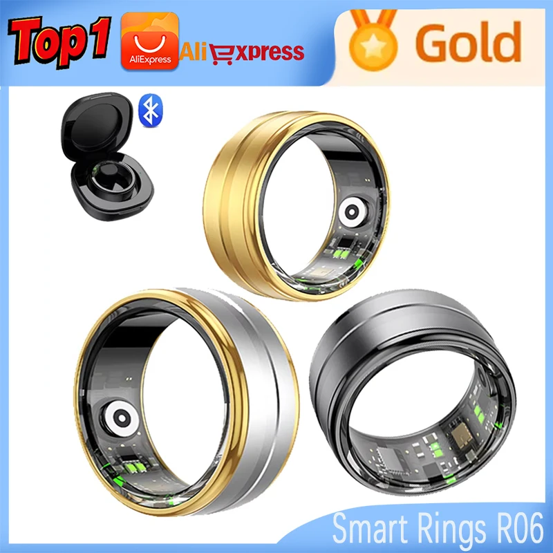 Smart Rings R06 Men Women Blood Oxygen Heart Rate Multipe Sport Mode Sleep Monitoring IP68 Waterproof Titanium Steel Finger Ring