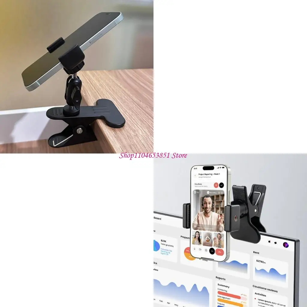 Small 1/4 Mount Clamp Base, 2 Piece Spring Desk Clip for Photo, Recording and Streaming Accessory Work Tasks Daily